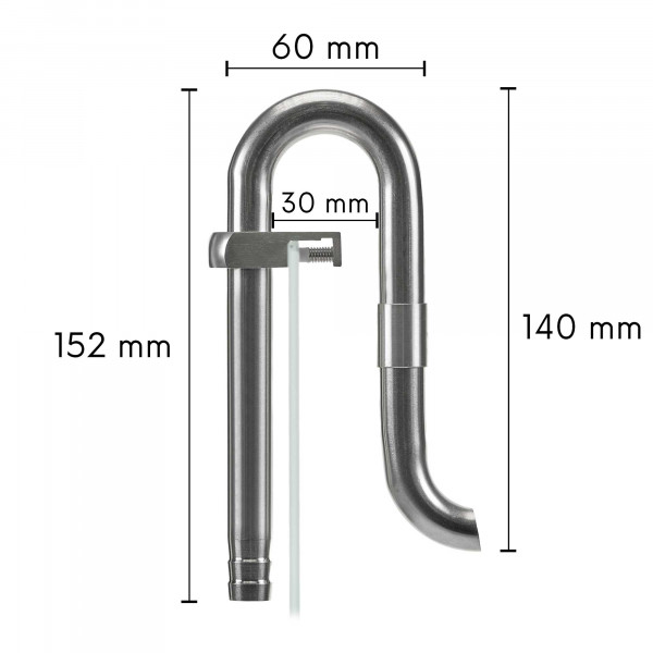 USCAPE Mini Edelstahl Filter Ein-/Auslauf Set | Inflow-Outflow 360° Rotierbarer Outflow Maße