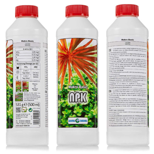 Aqua Rebell NPK + Eisen + GH Boost N | Aquarium Basic Dünger Set inkl. Dosierpumpe - NPK 500ml