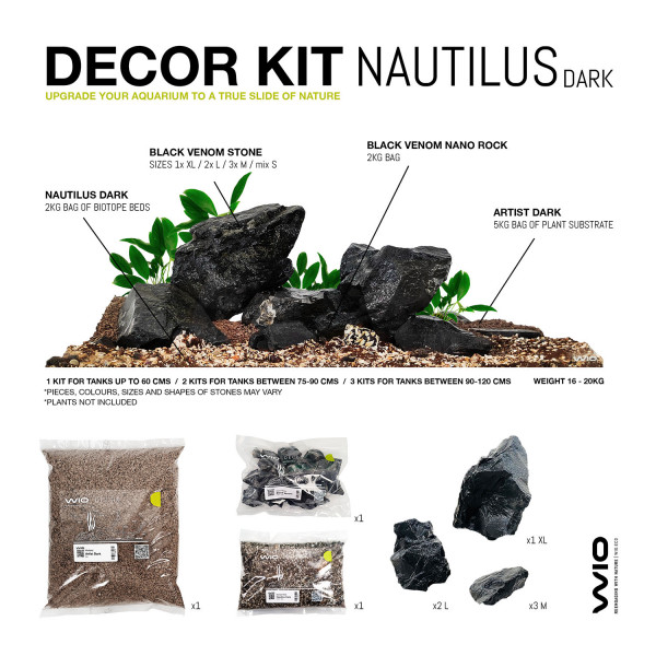 WIOdecor-Kit | Nautilus Dark Hardscape Set - 20kg, 0,1-20cm