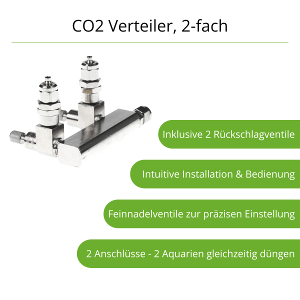 CO2-Verteiler Profi mit 2 Feinnadelventilen und Rückschlagventil